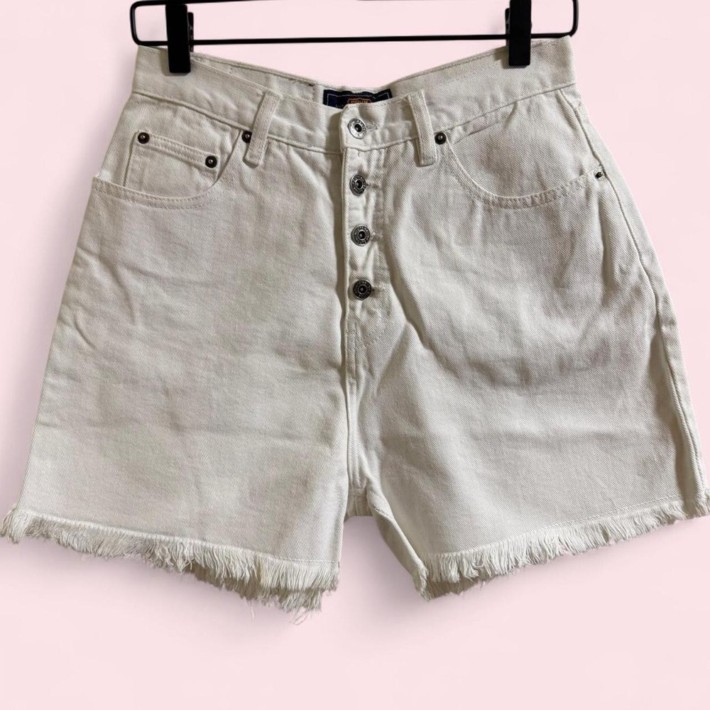Route 66 White Button-Fly Women Shorts